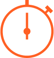 Icône d’un chronomètre dans la couleur orange officielle TAGARNO