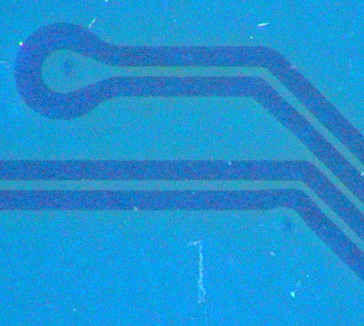 Magnified PCB with a digital microscope