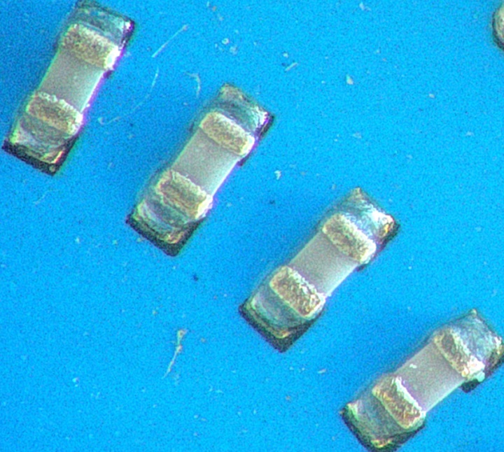 PCB magnified with a digital microscope