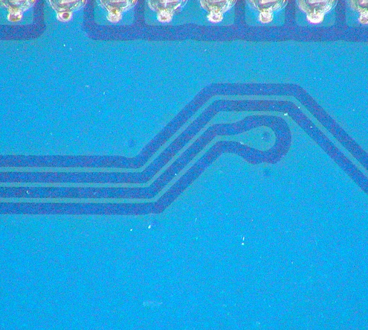 Magnified PCB with a digital microscope