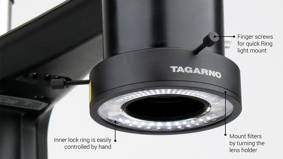 A TAGARNO PRESTIGE with a Ringlight White mounted on it.