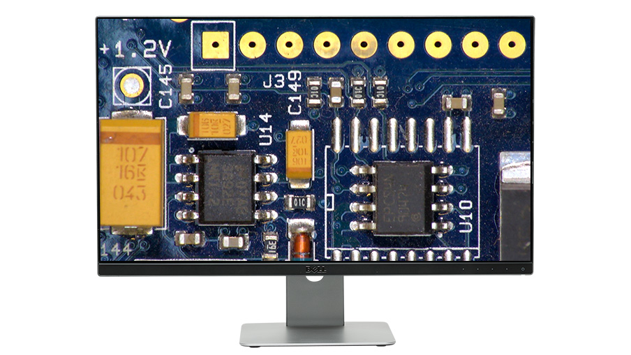 Monitor with magnified PCB