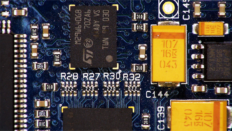 Magnified PCB from a digital microscope