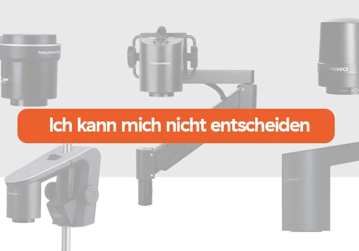 All TAGARNO microscopes greyed out with an orange text box on top saying "Can't decide" in German on top