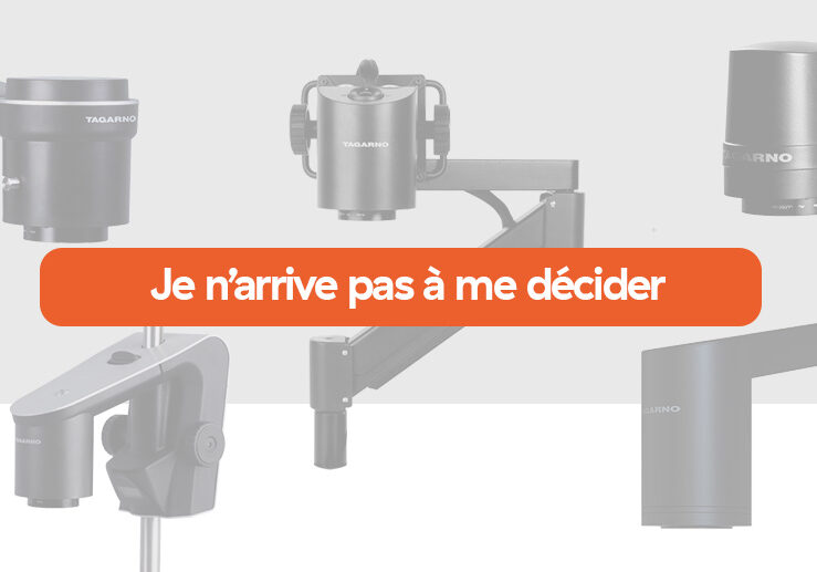 All TAGARNO microscopes greyed out with an orange text box on top saying "Can't decide" in French on top